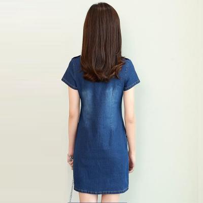 ĐẦM JEAN SUÔNG CỔ TRỤ PHỐI DÂY KÉO - NJ931